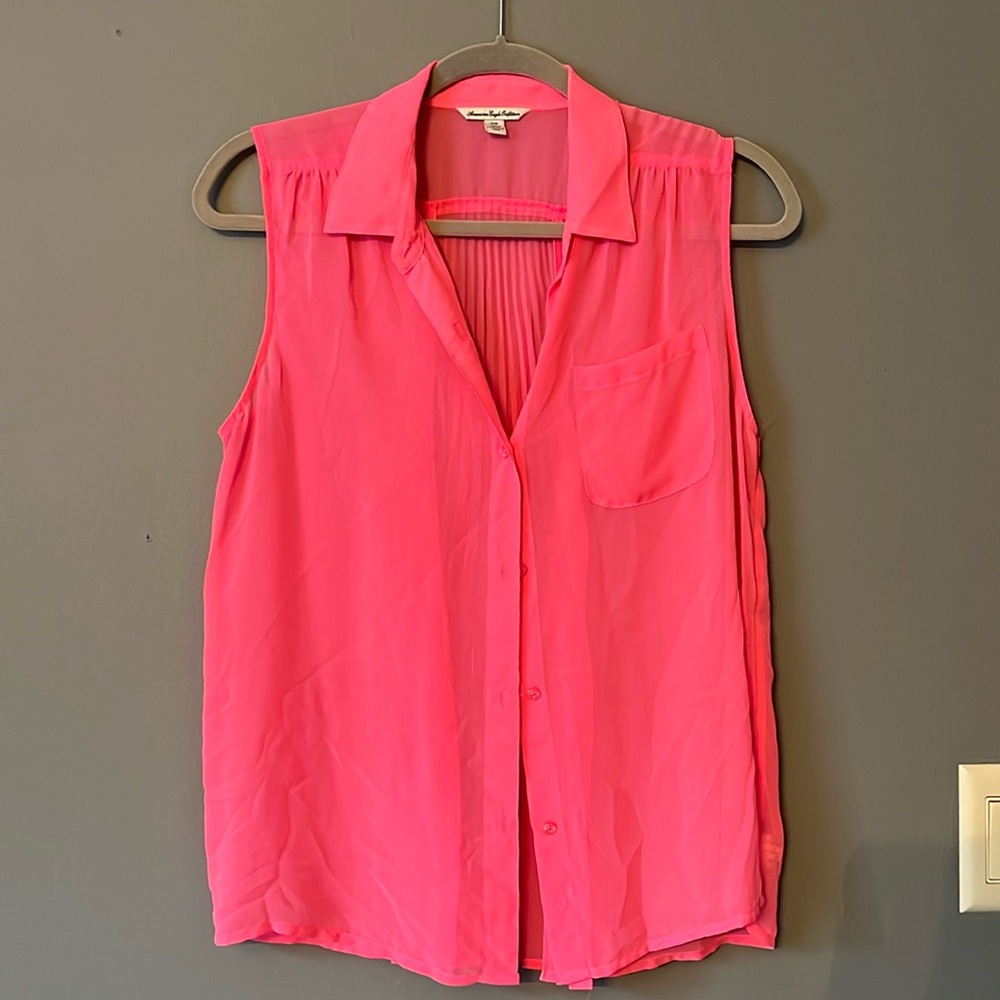 Neon pink blouse